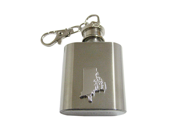 Rhode Island State Map Shape 1 Oz. Stainless Steel Key Chain Flask