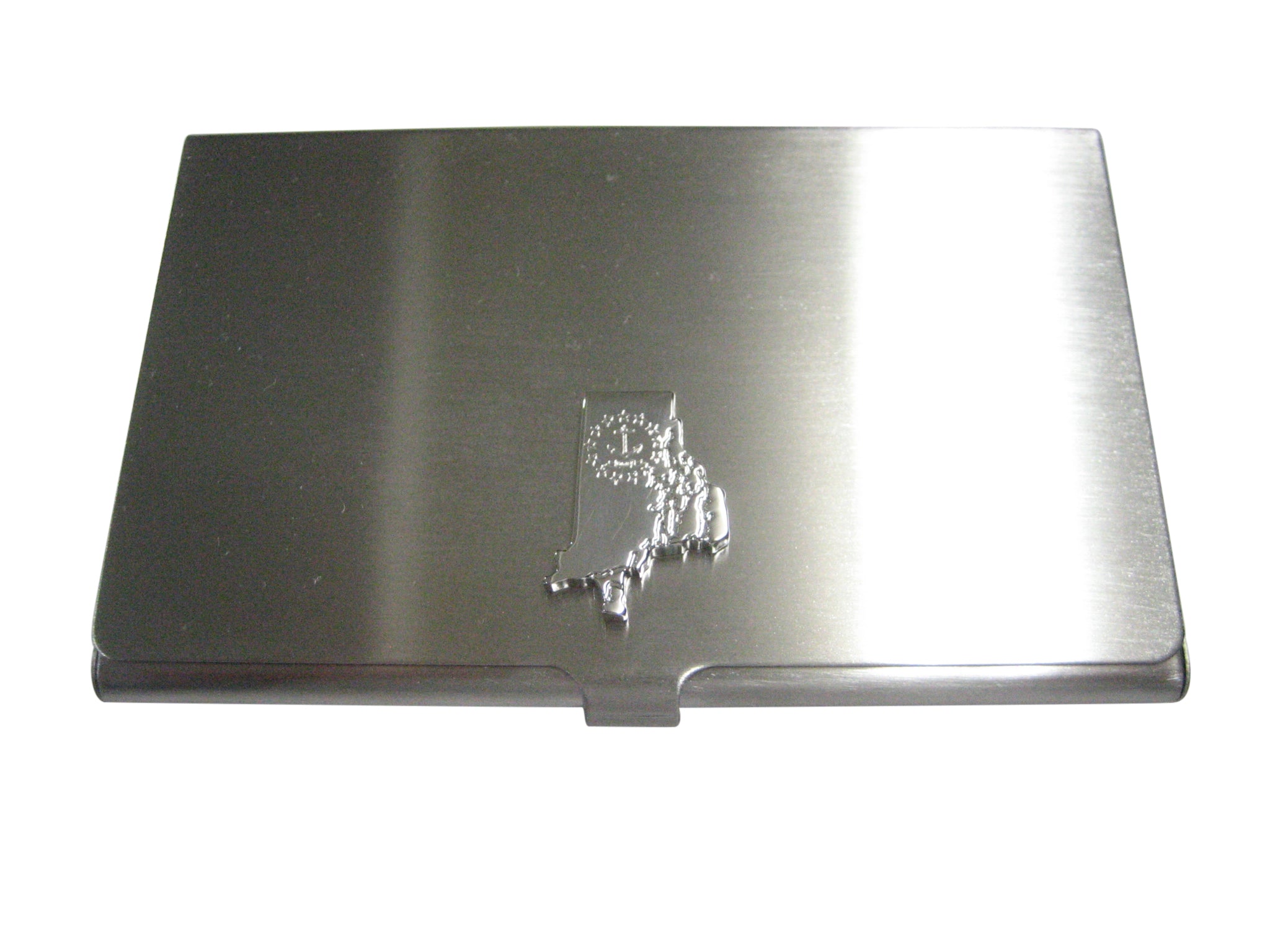 Rhode Island State Map Shape and Flag Design Business Card Holder