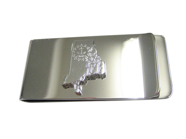 Rhode Island State Map Shape and Flag Design Money Clip