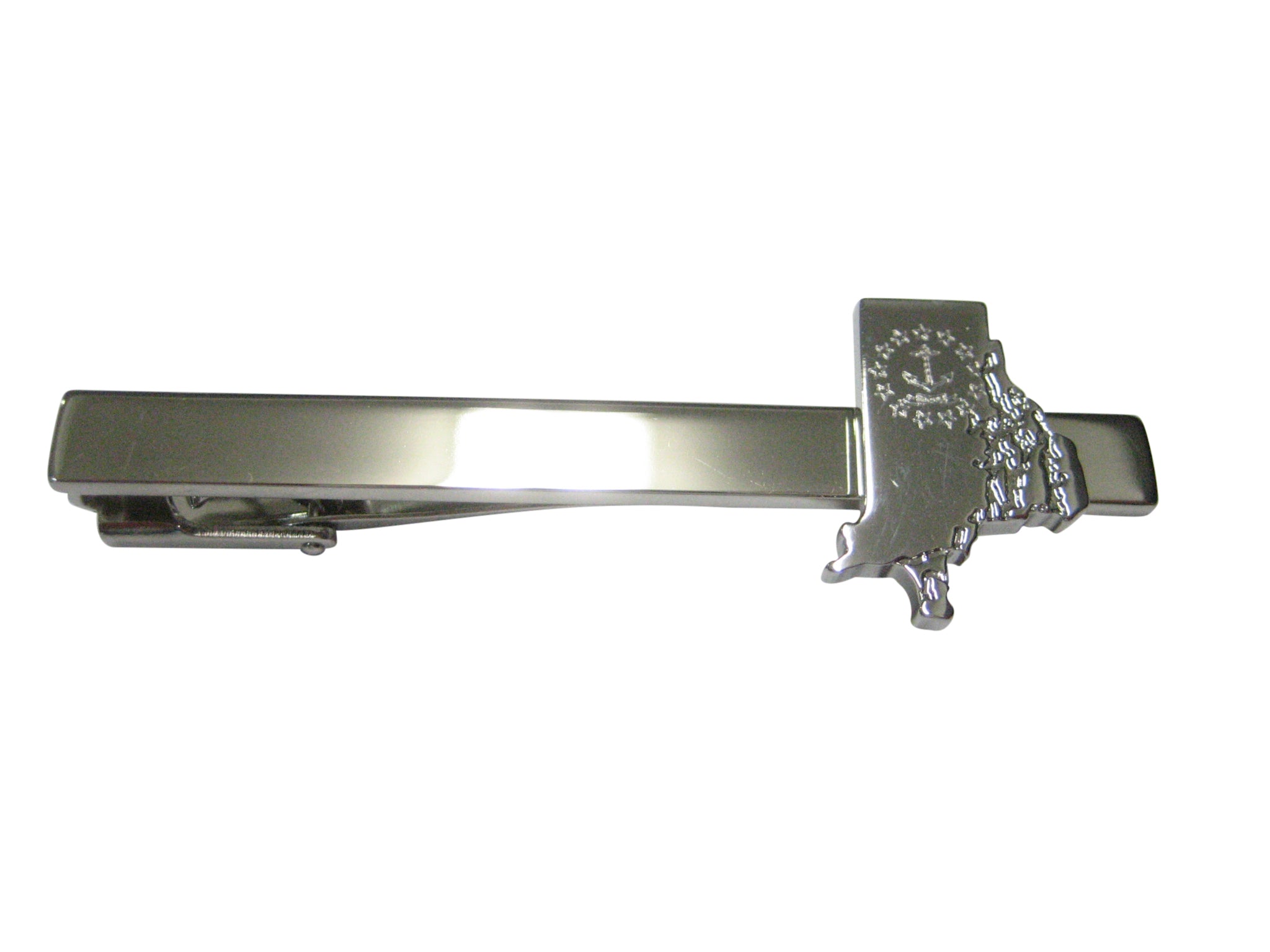 Rhode Island State Map Shape and Flag Design Square Tie Clip