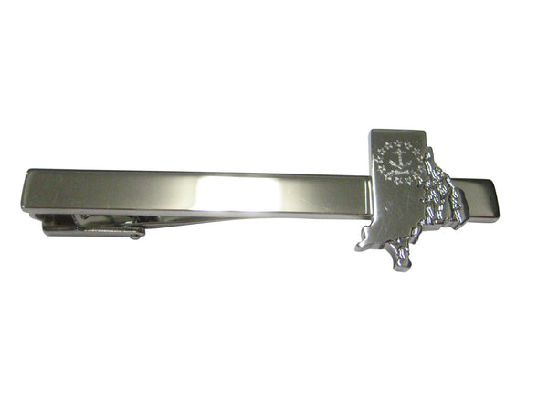Rhode Island State Map Shape and Flag Design Square Tie Clip