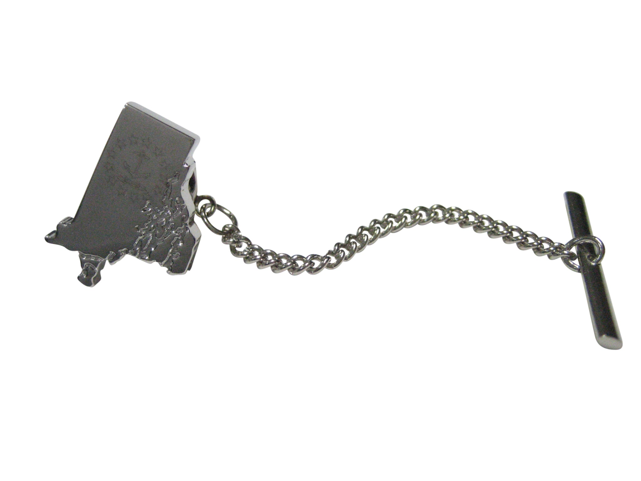Rhode Island State Map Shape and Flag Design Tie Tack