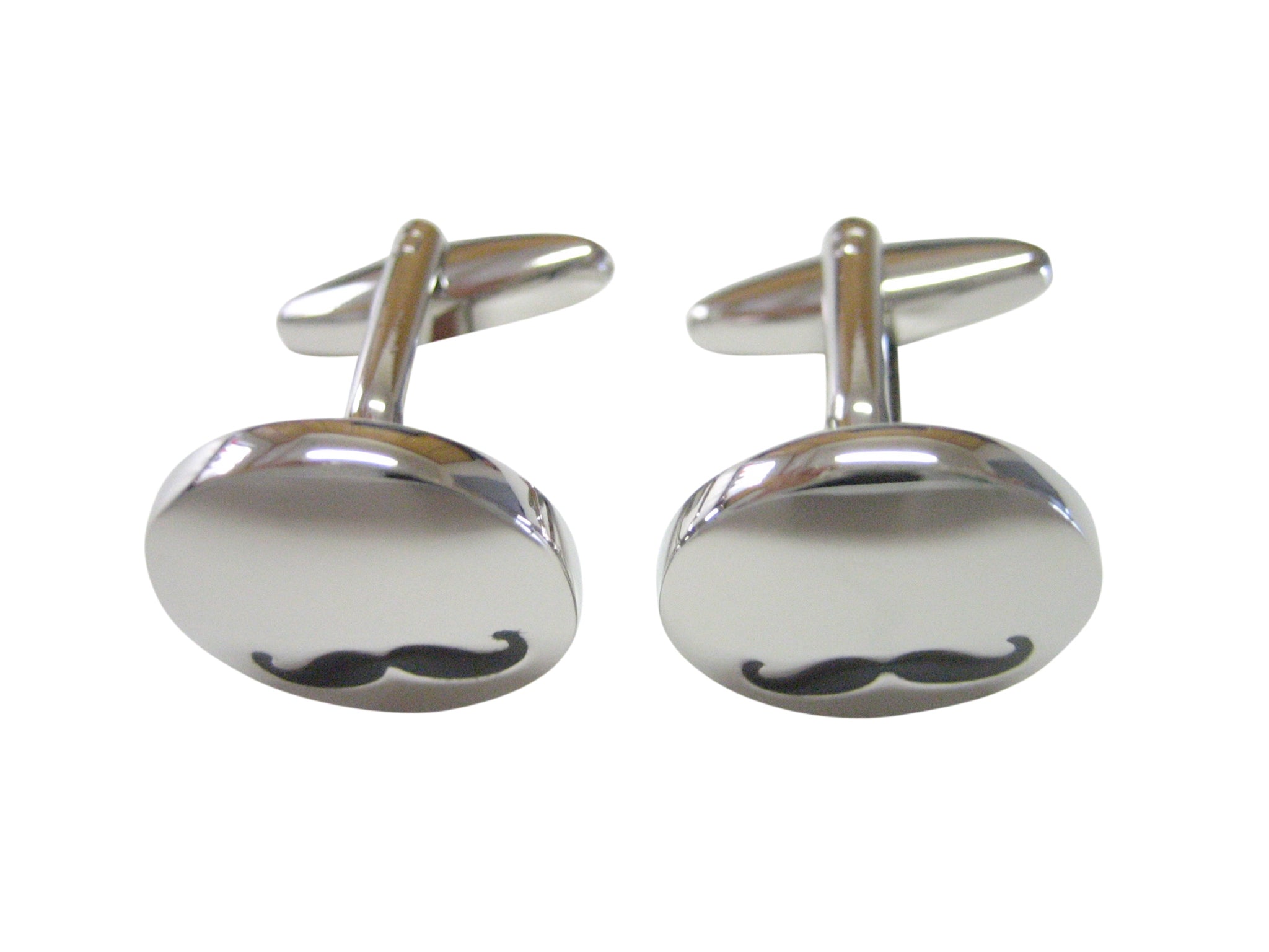 Rhodium Plated Hipster Mustache Cufflinks