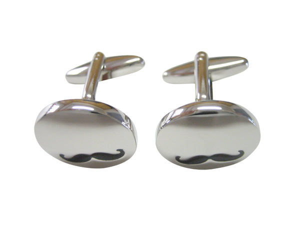 Rhodium Plated Hipster Mustache Cufflinks