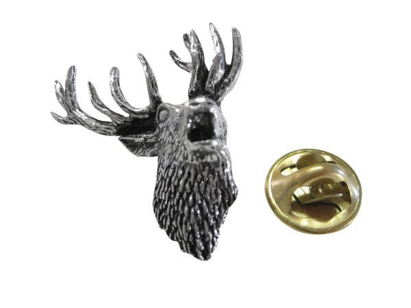 Roaring Stag Deer Head Lapel Pin