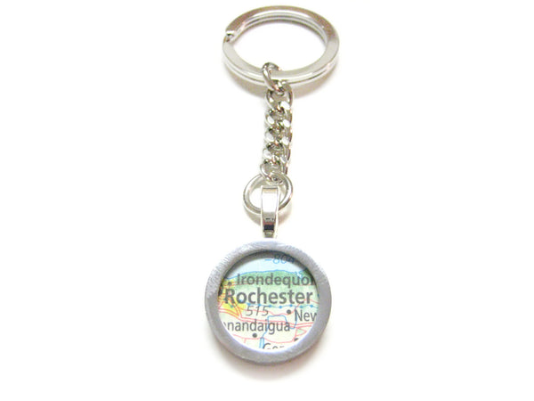 Rochester New York Map Pendant Keychain