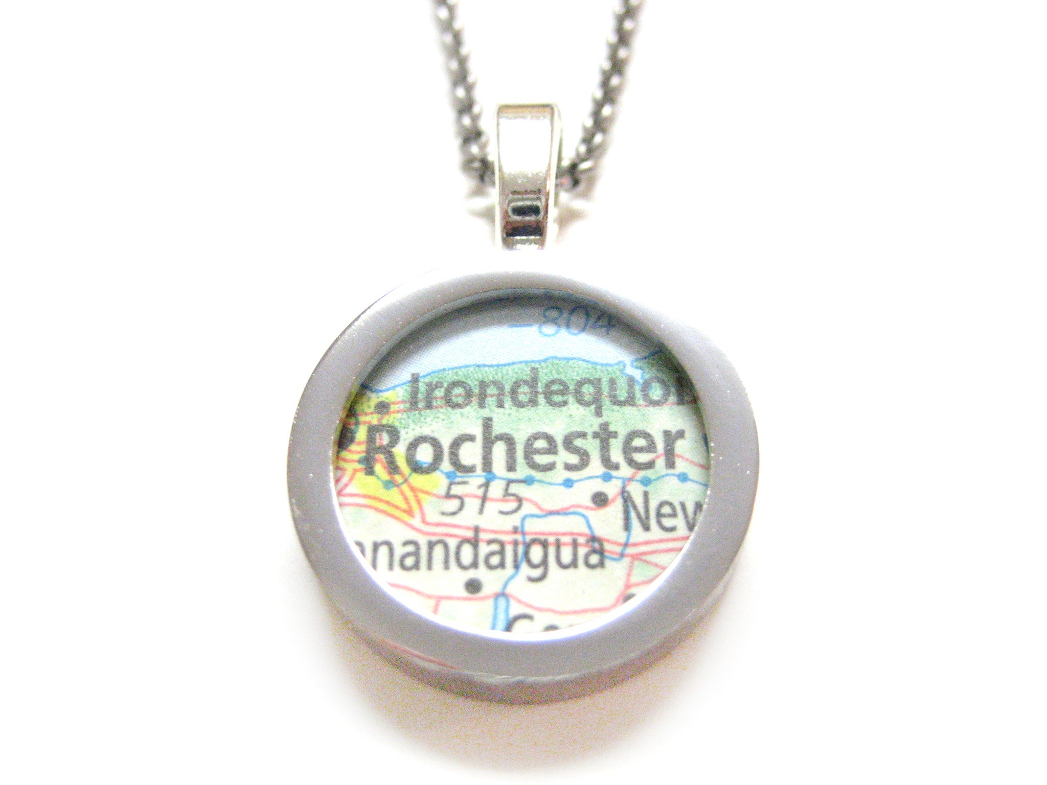 Rochester New York Map Pendant Necklace