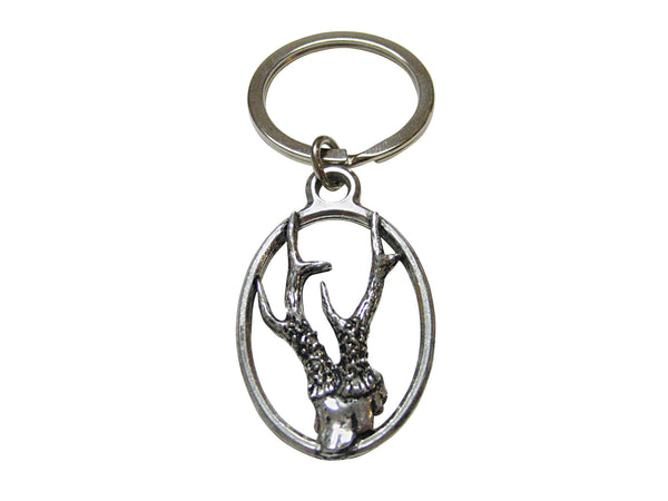 Roe Buck Deer Antler Oval Key Chain