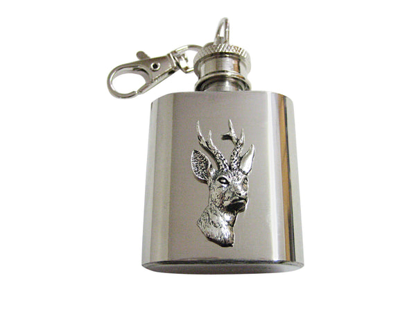 Roebuck Deer Head 1 Oz. Stainless Steel Key Chain Flask