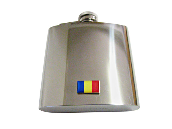 Romania Flag Pendant 6 Oz. Stainless Steel Flask