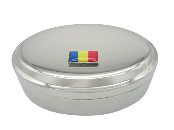 Romania Flag Pendant Oval Trinket Jewelry Box