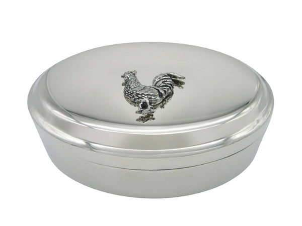 Rooster Chicken Pendant Oval Trinket Jewelry Box