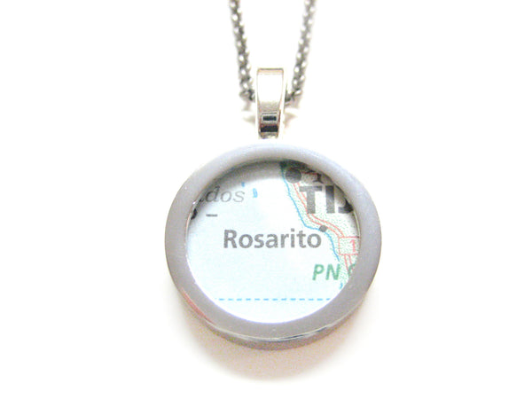 Rosarito Mexico Map Pendant Necklace