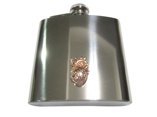 Rose Gold Toned Large Anatomical Heart 6oz Flask