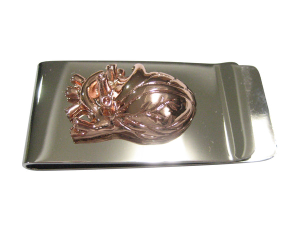 Rose Gold Toned Large Anatomical Heart Money Clip