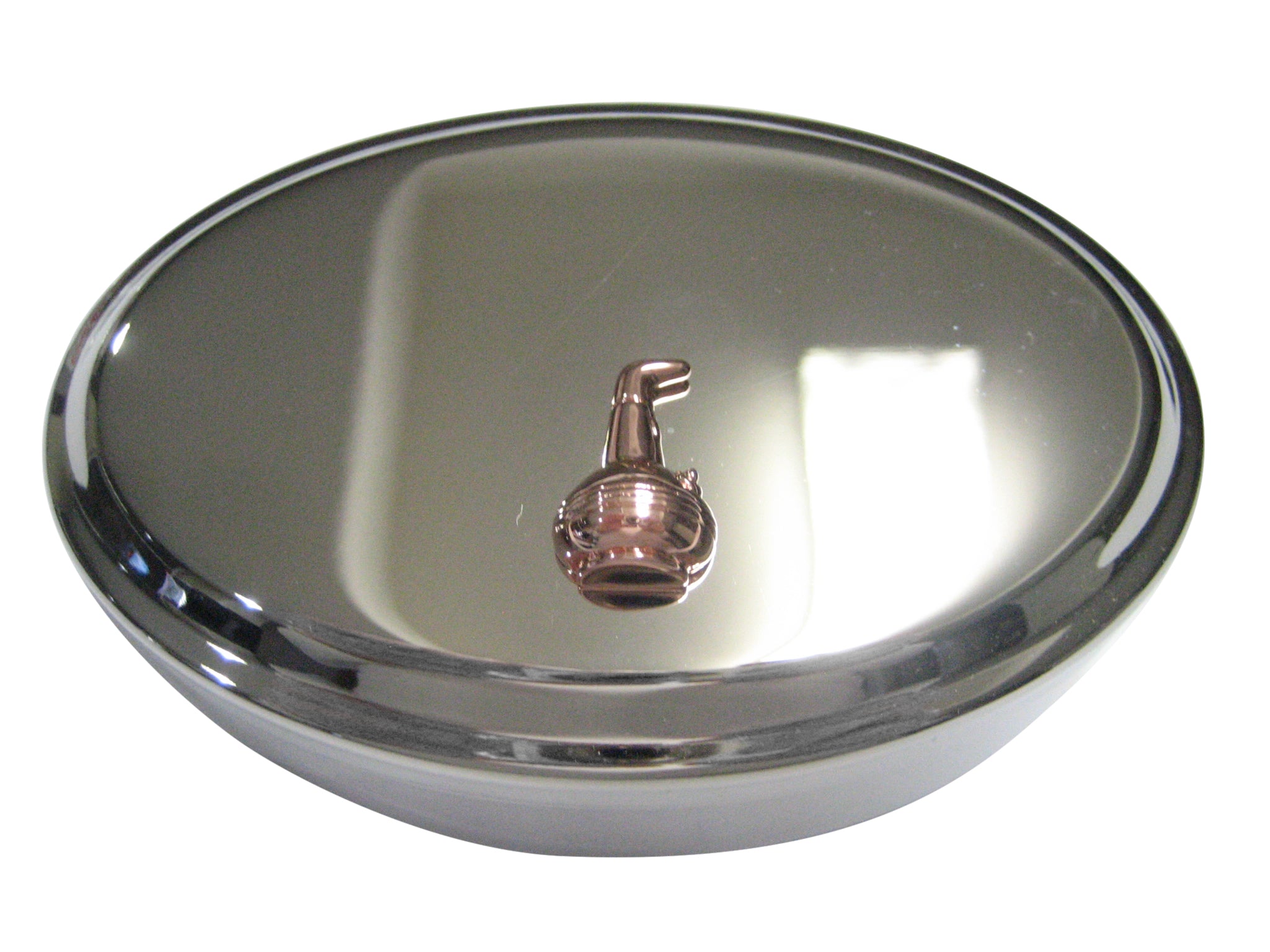 Rose Gold Toned Alcohol Distilling Still Oval Trinket Jewelry Box