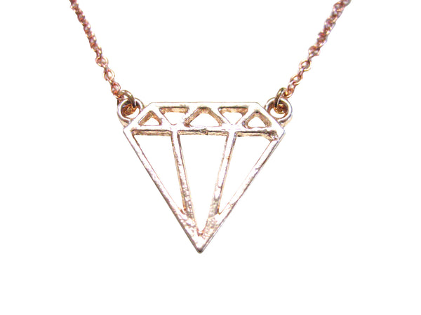 Rose Gold Toned Diamond Outline Pendant Necklace