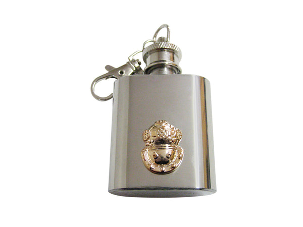 Rose Gold Toned Divers Helmet 1 Oz. Stainless Steel Key Chain Flask