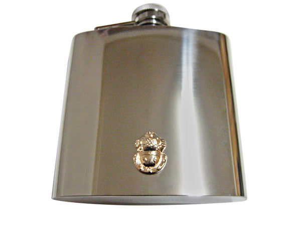 Gold Toned Divers Helmet 6 Oz. Stainless Steel Flask