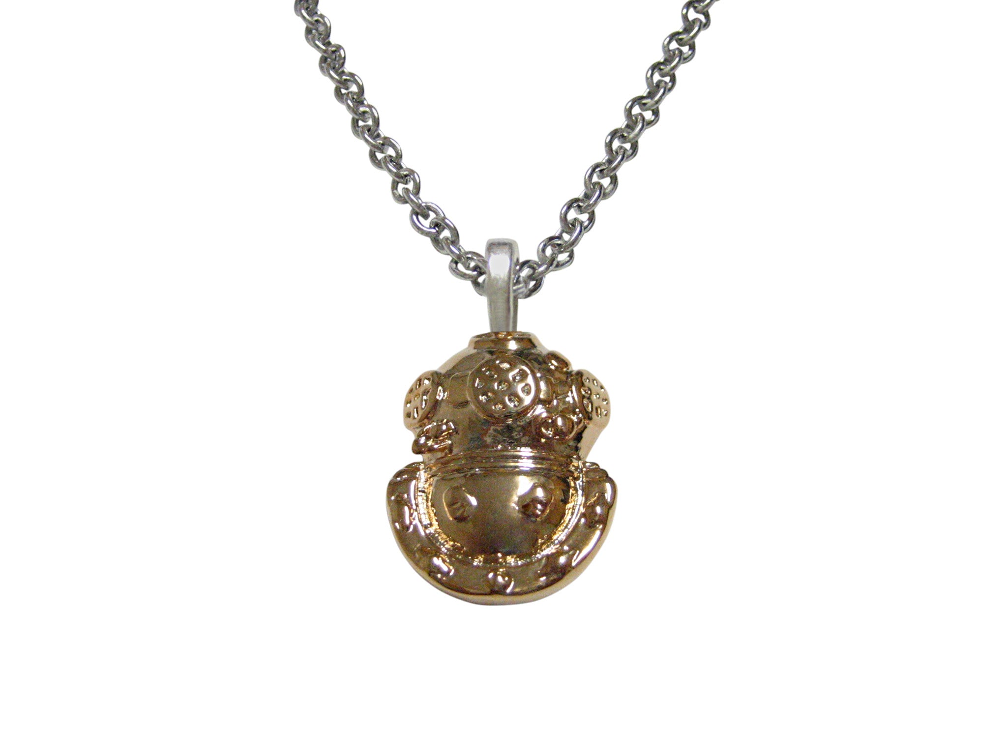 Rose Gold Toned Divers Helmet Pendant Necklace