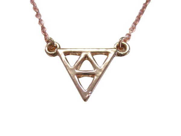 Rose Gold Toned Geometric Triangle Design Pendant Necklace