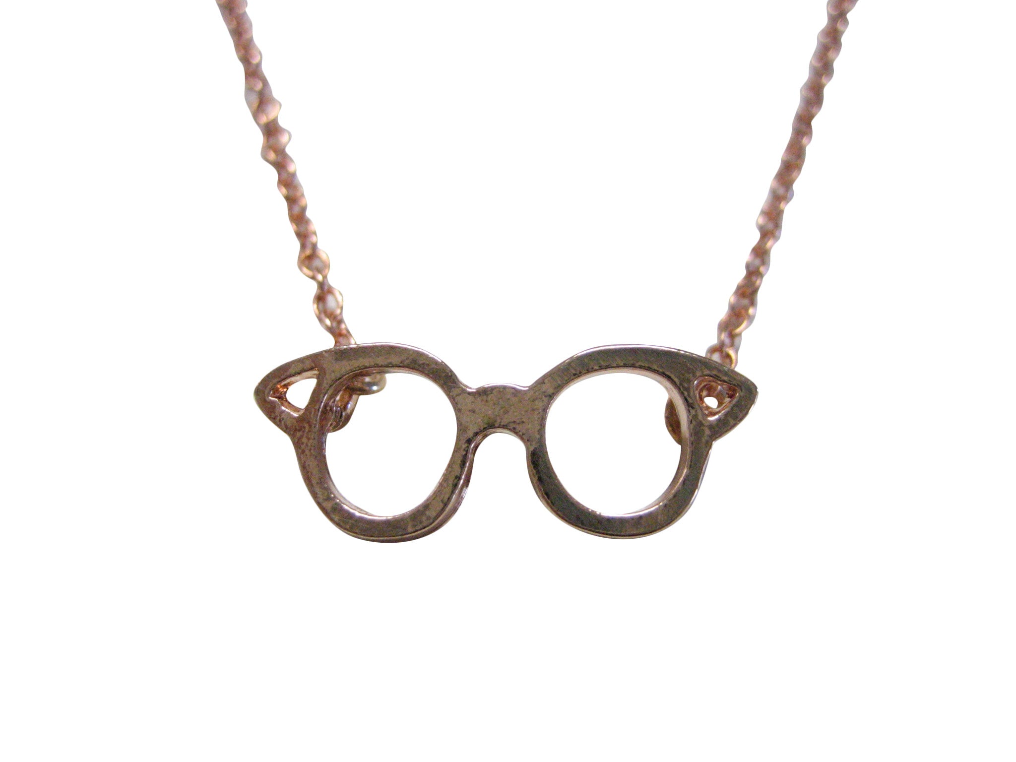Rose Gold Toned Glasses Pendant Necklace