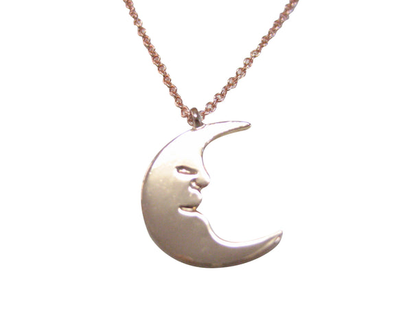 Rose Gold Toned Moon Design Pendant Necklace