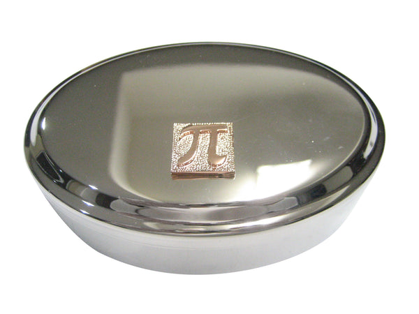 Rose Gold Toned Pi Symbol Oval Trinket Jewelry Box