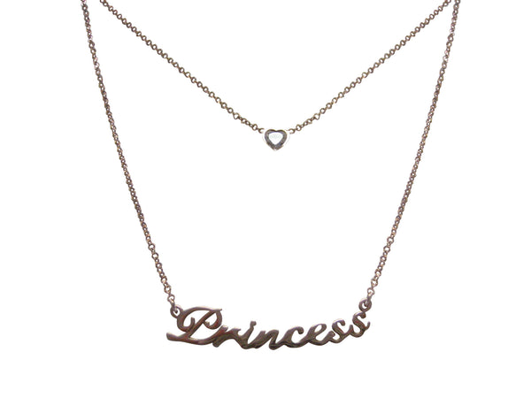 Rose Gold Toned Princess Pendant Necklace