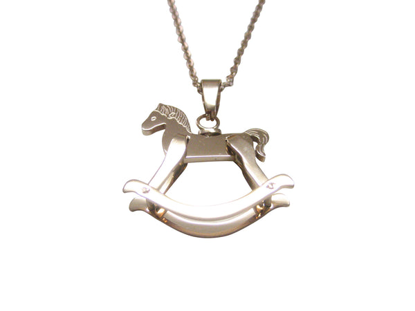Rose Gold Toned Rocking Horse Pendant Necklace