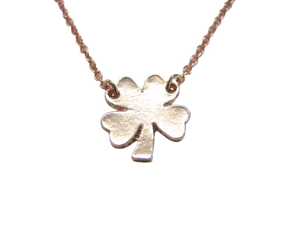 Rose Gold Toned Shamrock Clover Pendant Necklace