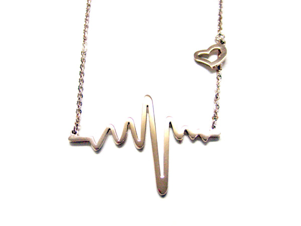 Rose Gold Plated Heart Rhythm EKG Pendant Necklace