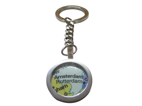 Rotterdam Amsterdam Map Pendant Key Chain