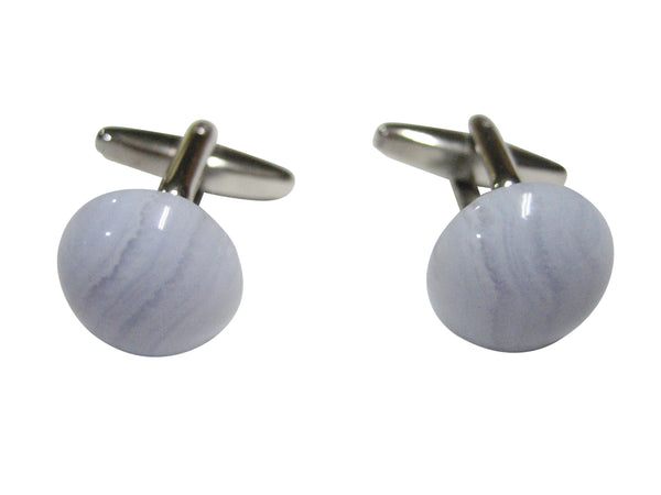Round Blue Lace Agate Gemstone Cufflinks