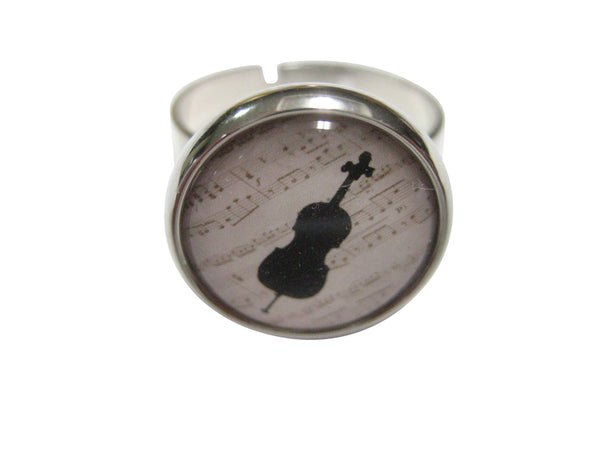 Round Cello Music Instrument Adjustable Size Fashion Ring