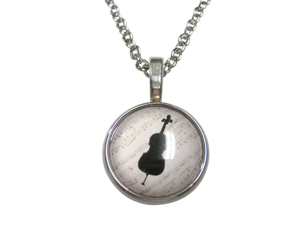 Round Cello Music Instrument Pendant Necklace