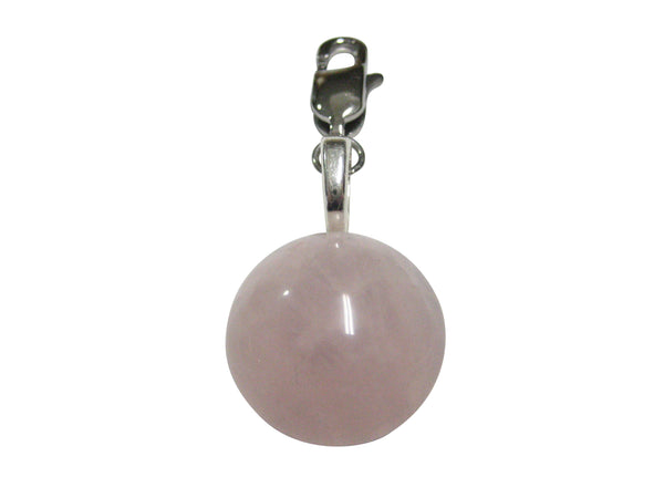 Round Rose Quartz Gemstone Pendant Zipper Pull Charm