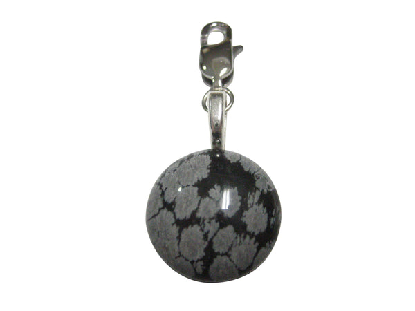 Round Snowflake Obsidian Pendant Zipper Pull Charm