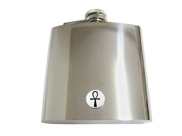 Round Ankh Cross Pendant 6 Oz. Stainless Steel Flask
