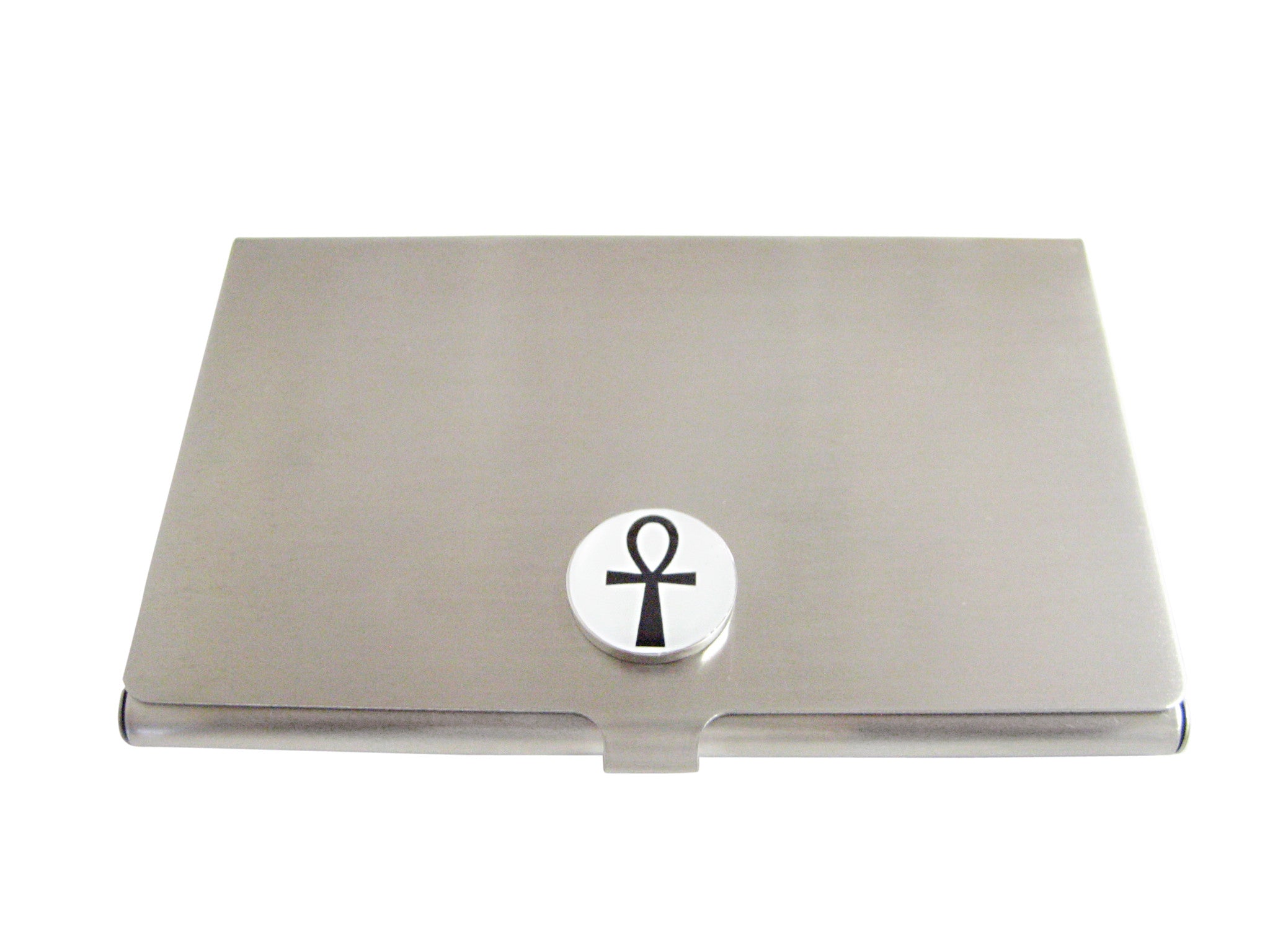 Round Ankh Cross Pendant Business Card Holder