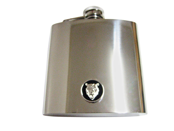 Round Bear Pendant 6 Oz. Stainless Steel Flask