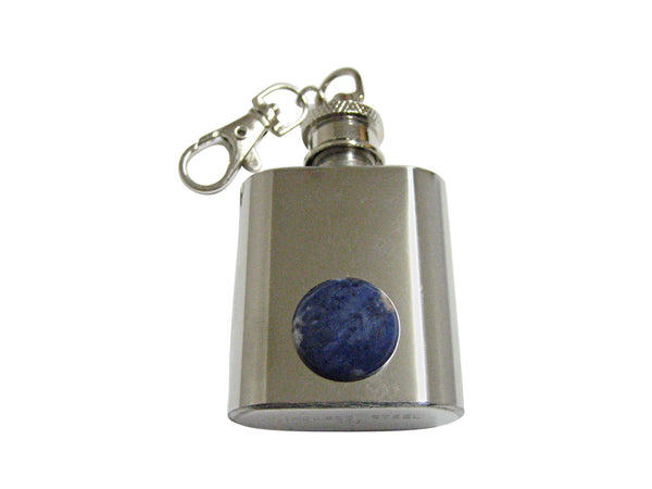 Round Blue Sodalite 1 Oz. Stainless Steel Key Chain Flask