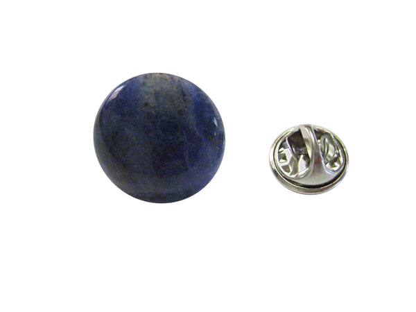 Round Blue Sodalite Gemstone Lapel Pin