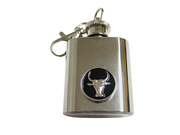 Round Bull 1 Oz. Stainless Steel Key Chain Flask