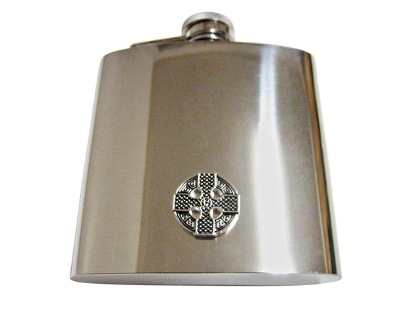 Round Celtic Cross Design 6 Oz. Stainless Steel Flask