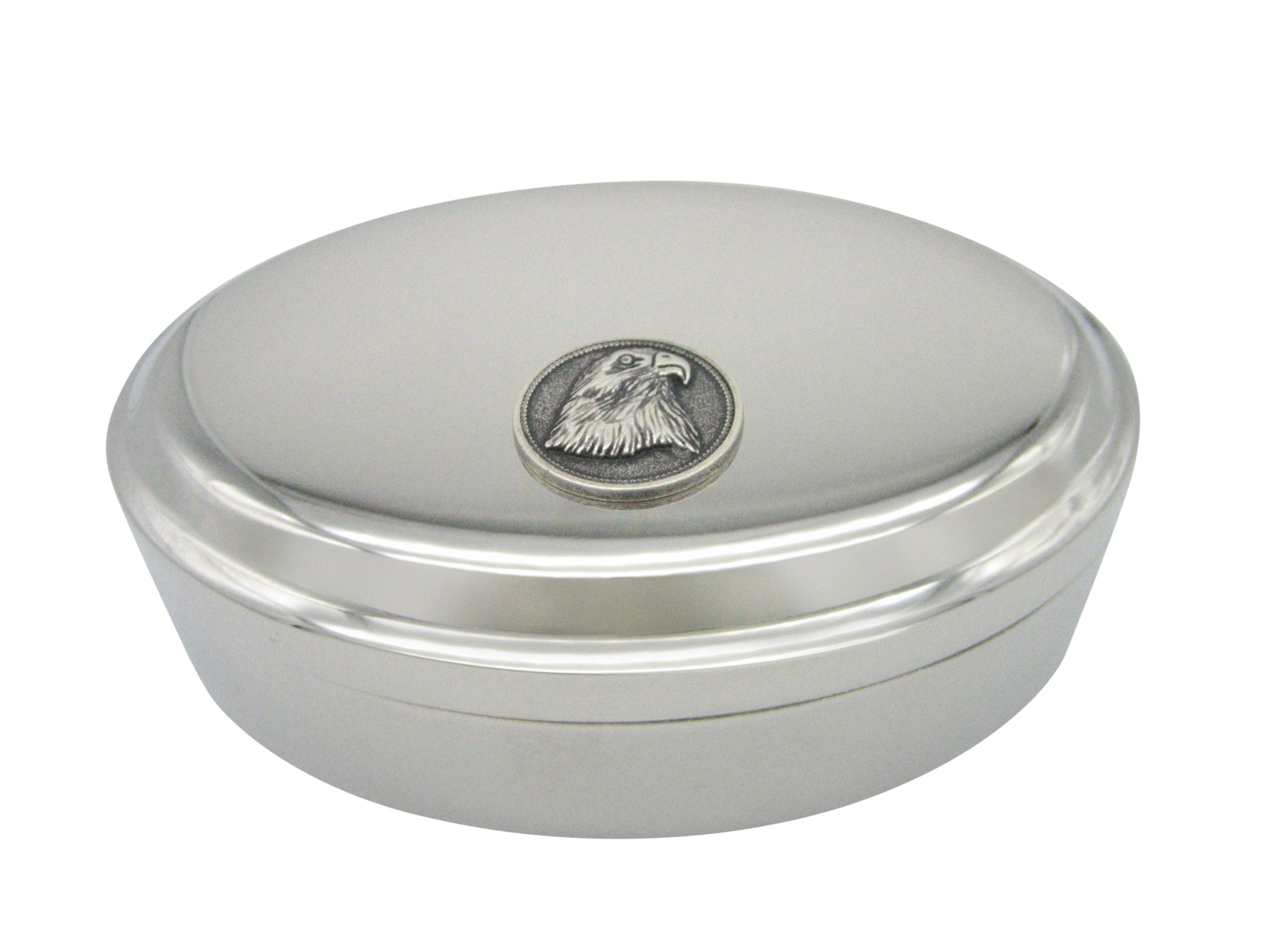 Round Eagle Bird Head Oval Trinket Jewelry Box