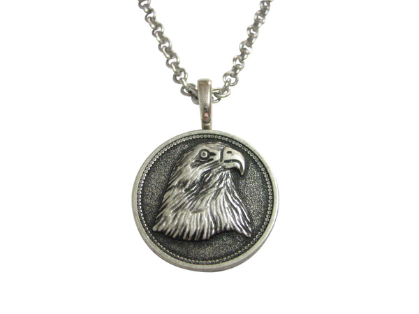 Round Eagle Bird Head Pendant Necklace