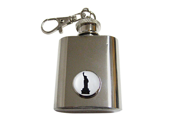 Round Iconic Statue of Liberty 1 Oz. Stainless Steel Key Chain Flask