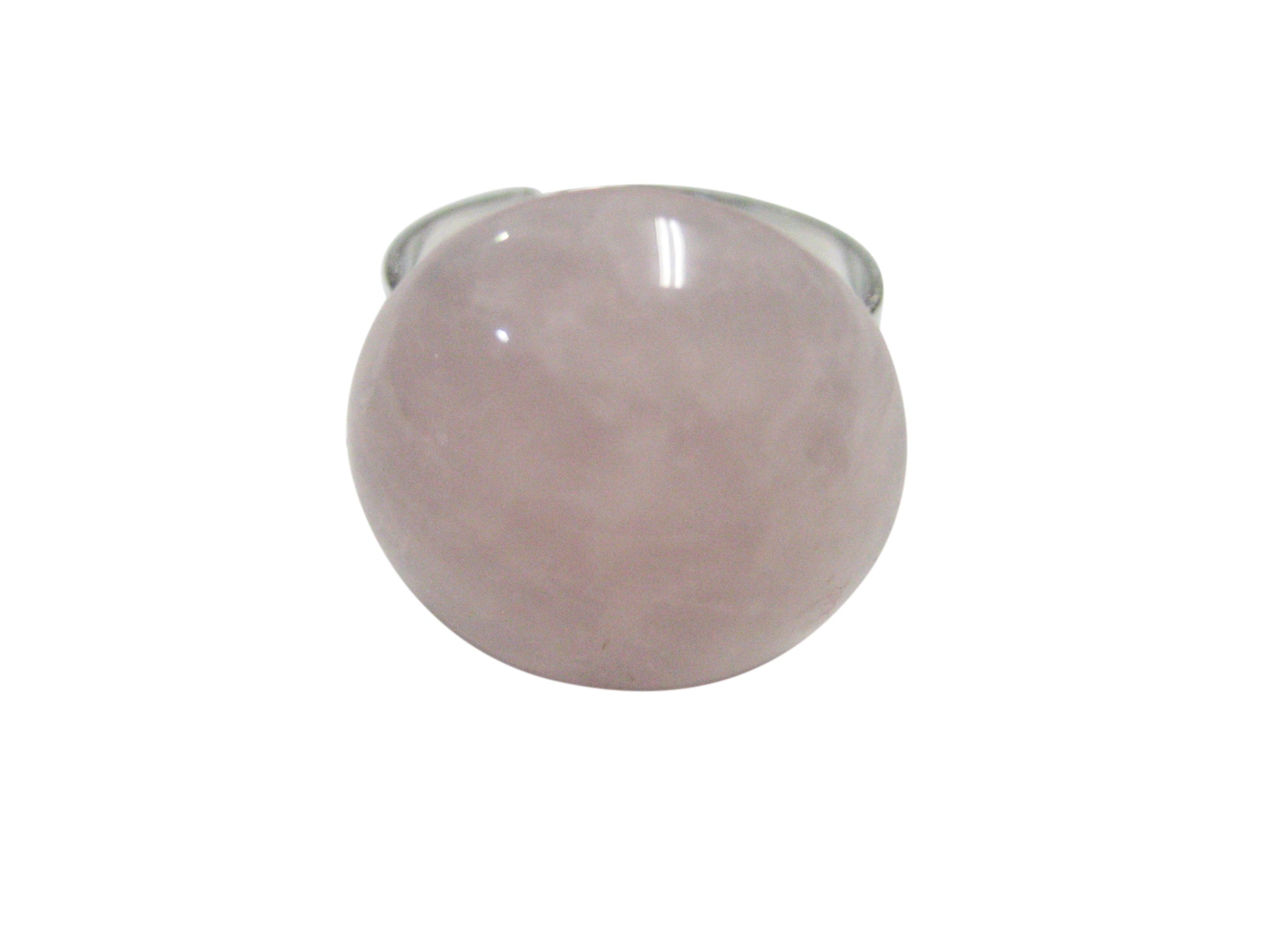 Round Rose Quartz Gemstone Adjustable Size Fashion Ring