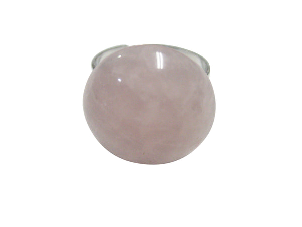 Round Rose Quartz Gemstone Adjustable Size Fashion Ring